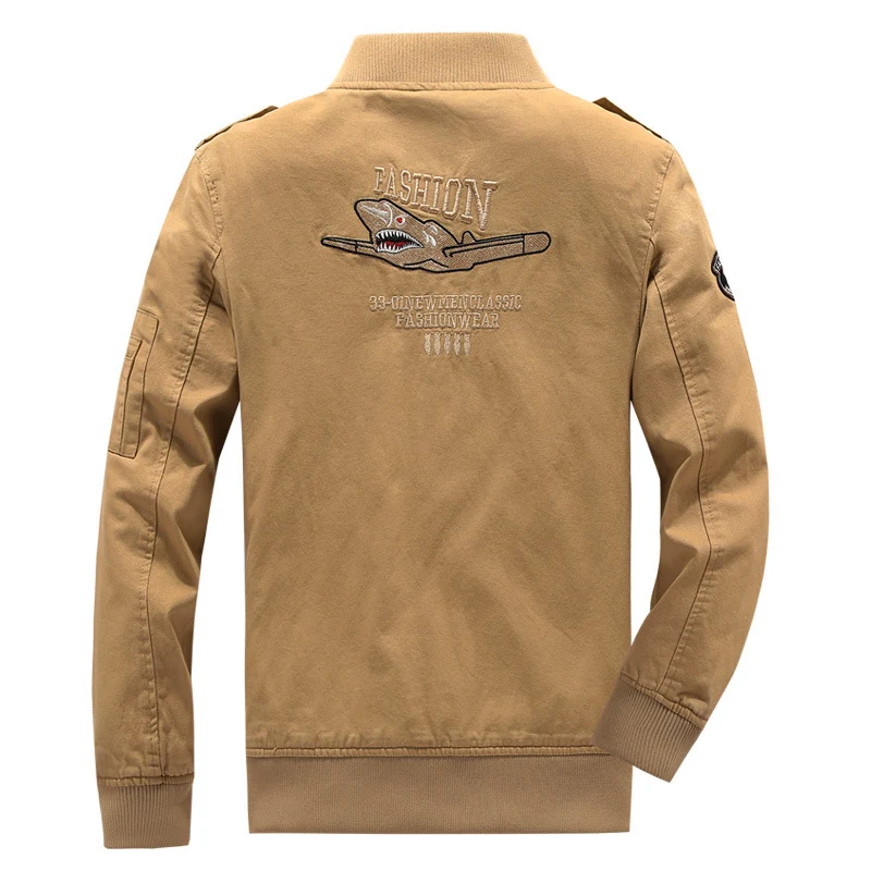 Herren Canvas-Field-Bomberjacke mit bestickten Patches und Ärmel-Utilitytasche Drune