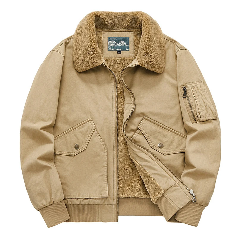 Herren Canvas-Feldjacke mit Teddykragen, wärmender Fütterung und Utility-Taschen Drune