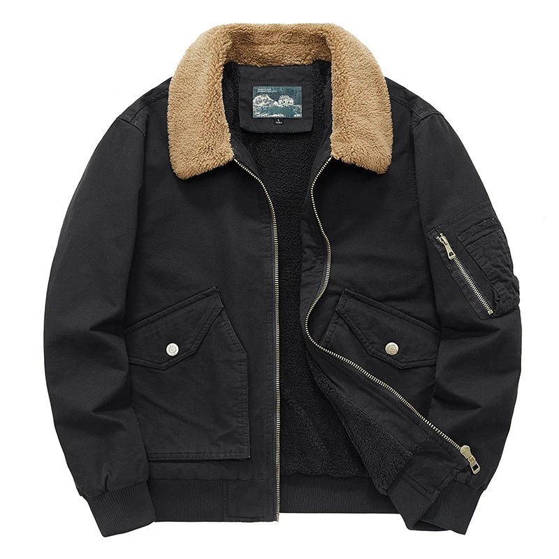 Herren Canvas-Feldjacke mit Teddykragen, wärmender Fütterung und Utility-Taschen Drune