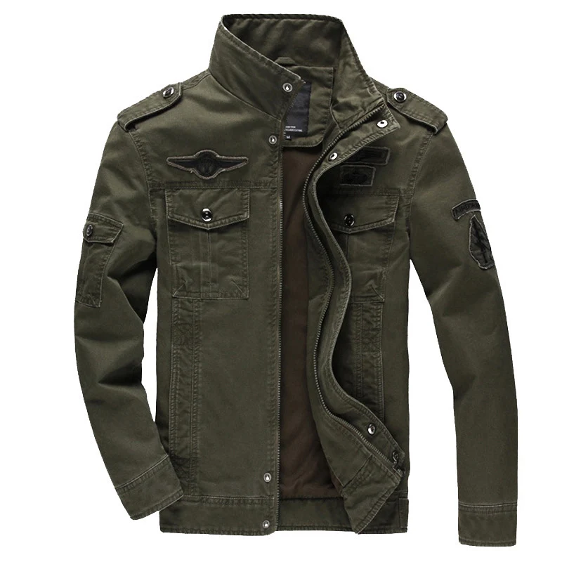 Herren Canvas-Feldblouson im Military-Utility-Stil mit Schulterepauletten und verdecktem Zweiwege-Reißverschluss Drune
