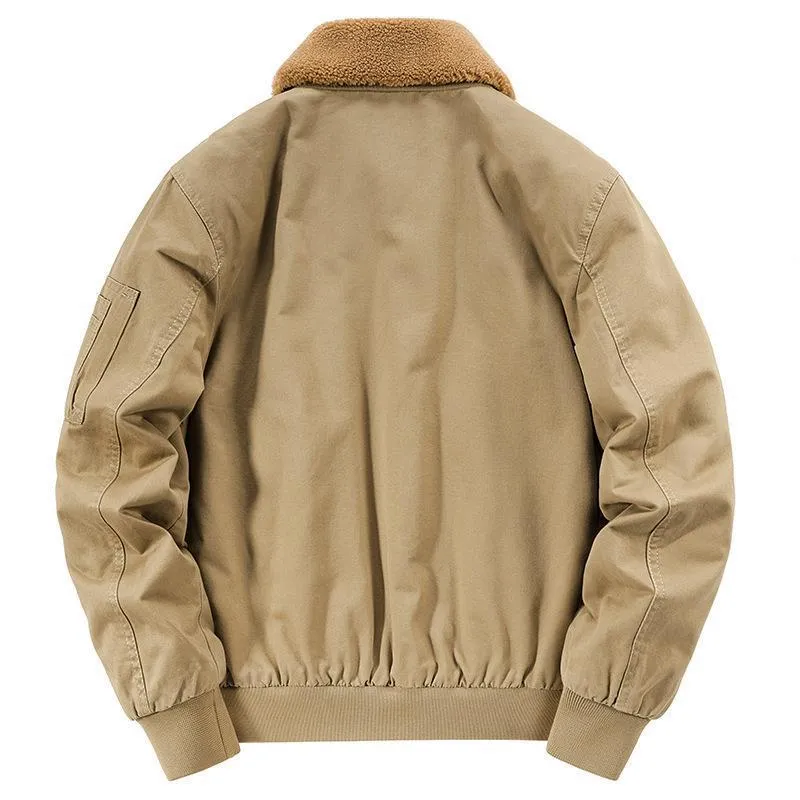 Herren Canvas-Bomberjacke mit gesteppter Thermofütterung und Teddykragen Drune
