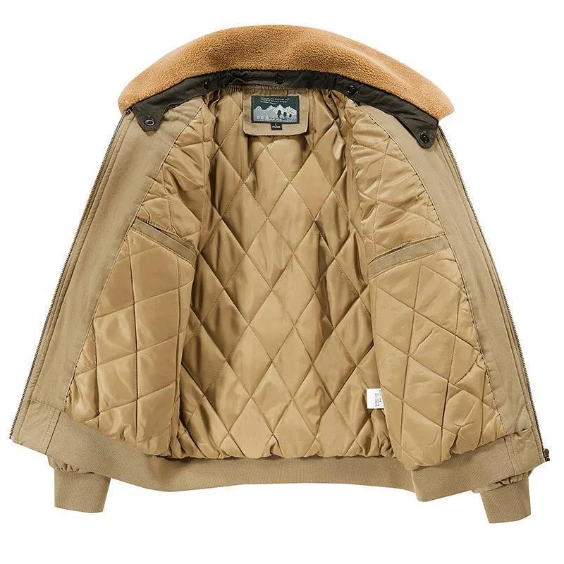Herren Canvas-Bomberjacke mit gesteppter Thermofütterung und Teddykragen Drune