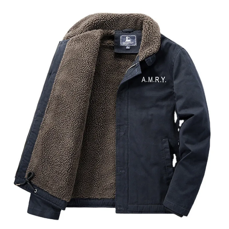 Herren Canvas-Arbeitsjacke mit Sherpa‑Futter, Thermo‑Innenlage und Kordelzugsaum Drune