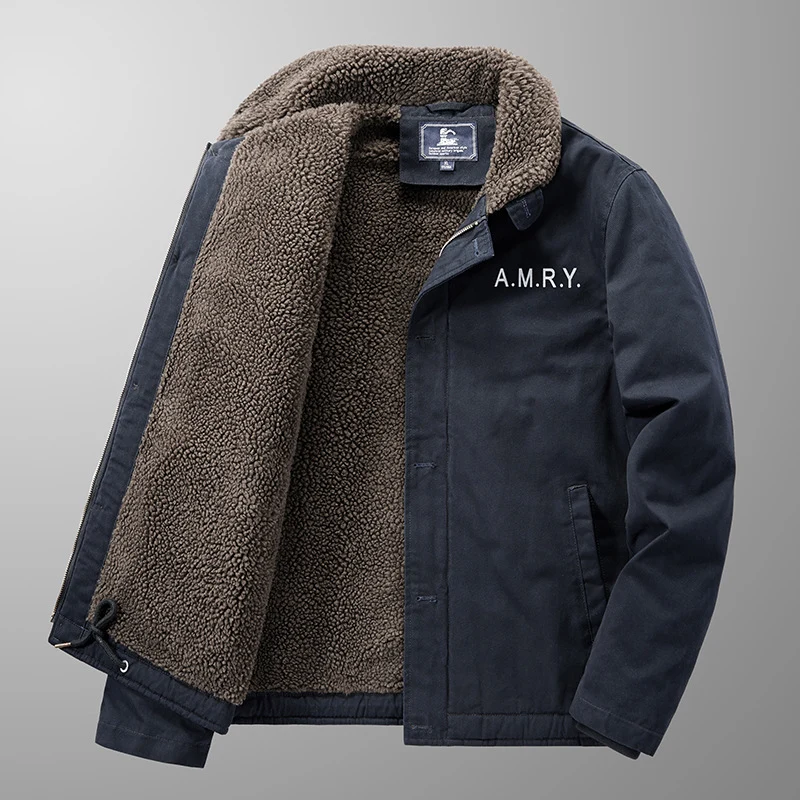 Herren Canvas-Arbeitsjacke mit Sherpa‑Futter, Thermo‑Innenlage und Kordelzugsaum Drune