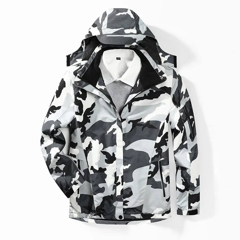 Herren Camouflage-Softshelljacke mit abnehmbarer Kapuze und atmungsaktivem Innenfutter Drune