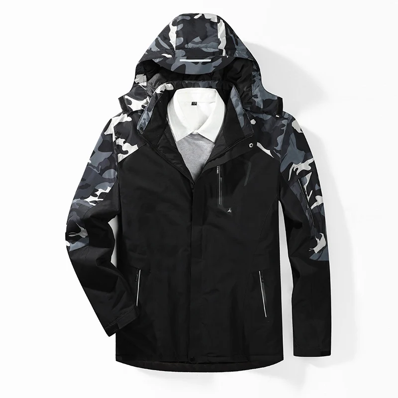 Herren Camouflage-Softshelljacke mit abnehmbarer Kapuze und atmungsaktivem Innenfutter Drune