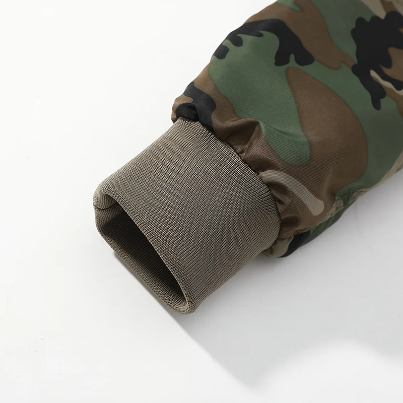 Herren Camouflage Piloten‑Bomberjacke mit Ärmeltasche, Utility‑Reißverschluss und gerippten Bündchen Drune