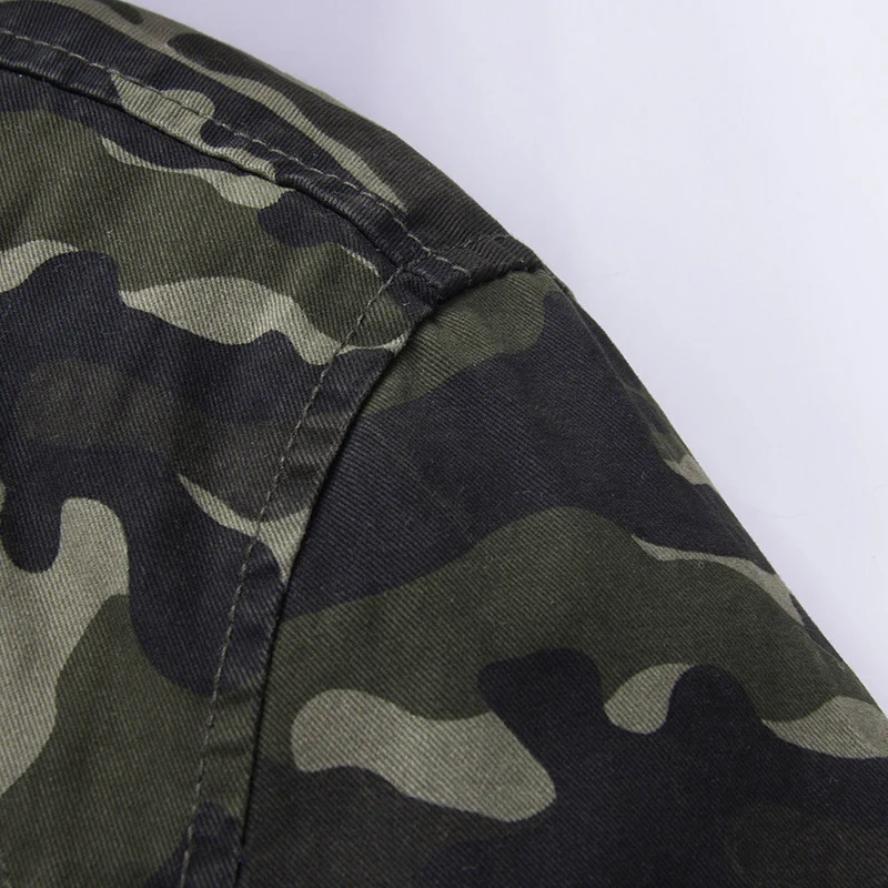Herren Camouflage Fieldjacke mit Kapuze, Multifunktionalen Außentaschen und Kordzug-Taille Drune