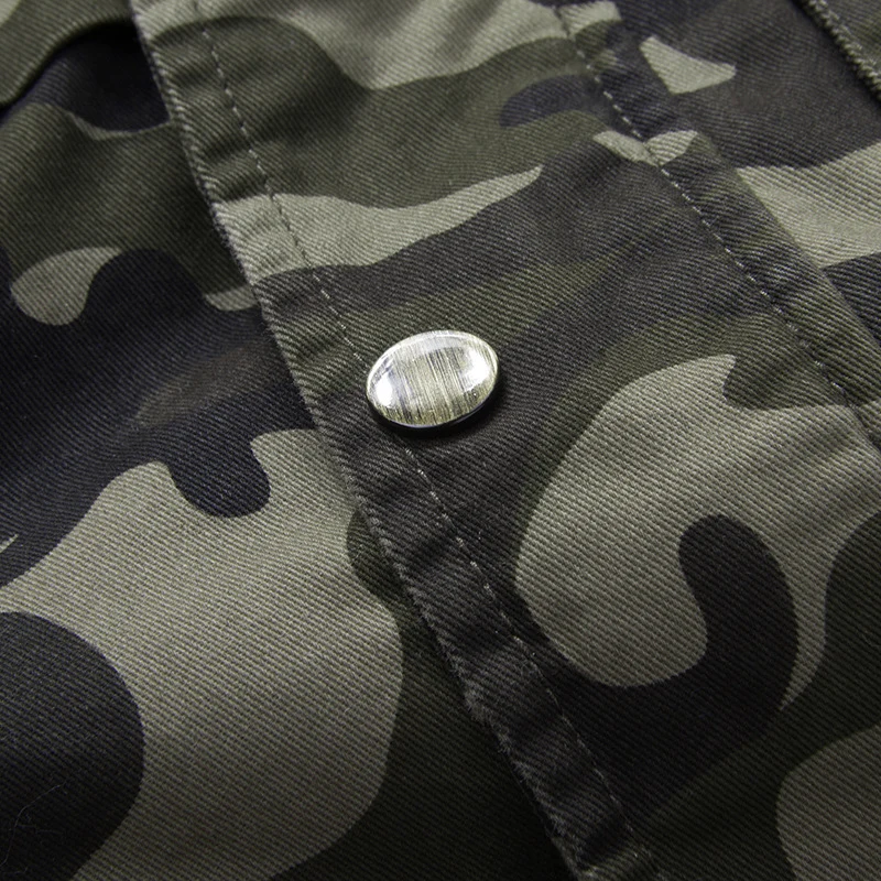 Herren Camouflage Fieldjacke mit Kapuze, Multifunktionalen Außentaschen und Kordzug-Taille Drune