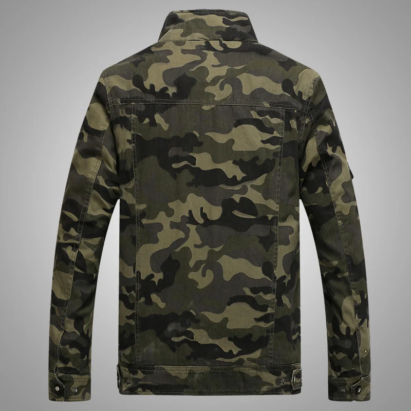 Herren Camouflage-Fieldjacke aus robustem Canvas mit Epauletten, Mehrfach‑Taschen und Stehkragen Drune