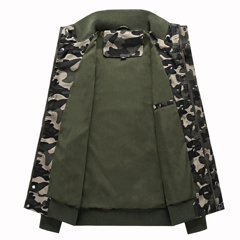 Herren Camouflage-Fieldblouson im Urban-Militärstil mit Rippbündchen und Mehrfach-Taschen Drune