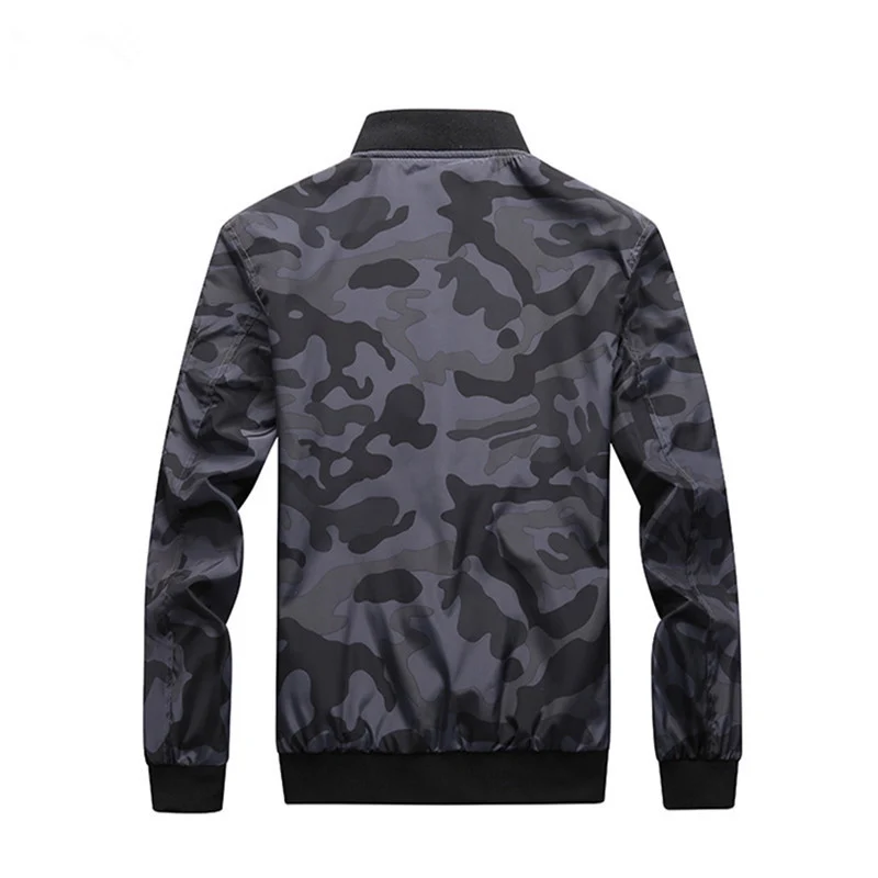 Herren Camouflage-Bomberjacke mit Ärmeltasche, elastischen Bündchen und leichter Windbreaker-Qualität Drune