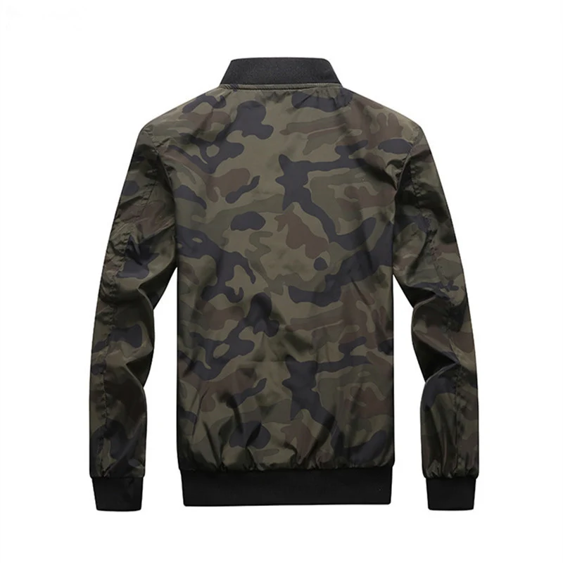 Herren Camouflage-Bomberjacke mit Ärmeltasche, elastischen Bündchen und leichter Windbreaker-Qualität Drune
