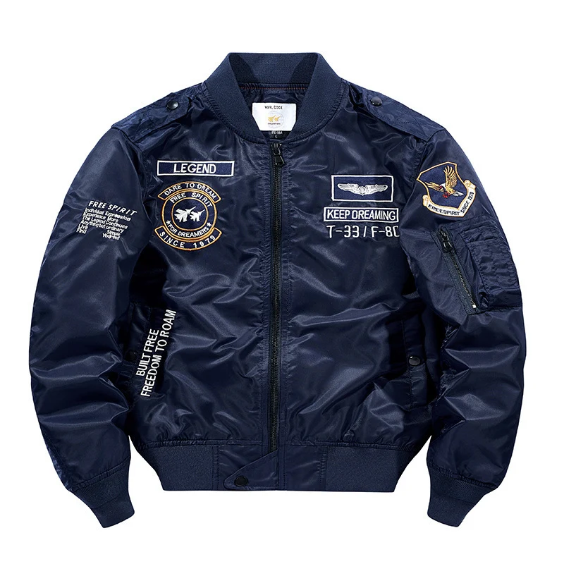 Herren Bomberjacke Pilotenblouson mit gestickten Fliegerapplikationen und windabweisendem Nylon Drune