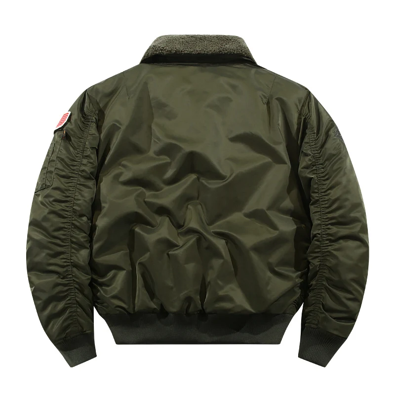 Herren Bomberjacke mit Lammfellkragen und Utility-Taschen Drune