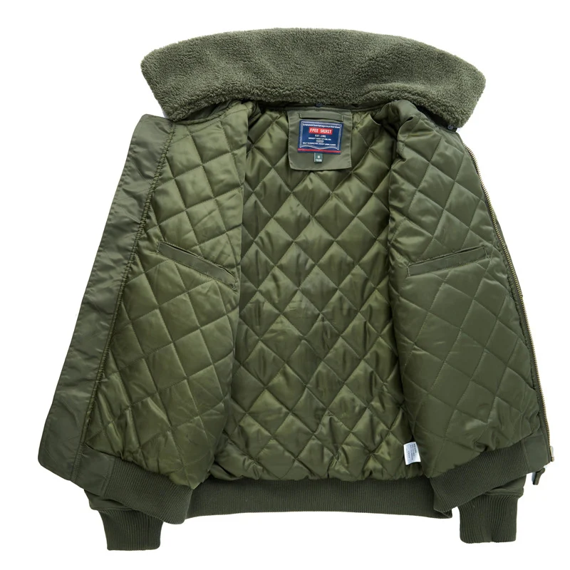 Herren Bomberjacke mit Lammfellkragen und Utility-Taschen Drune