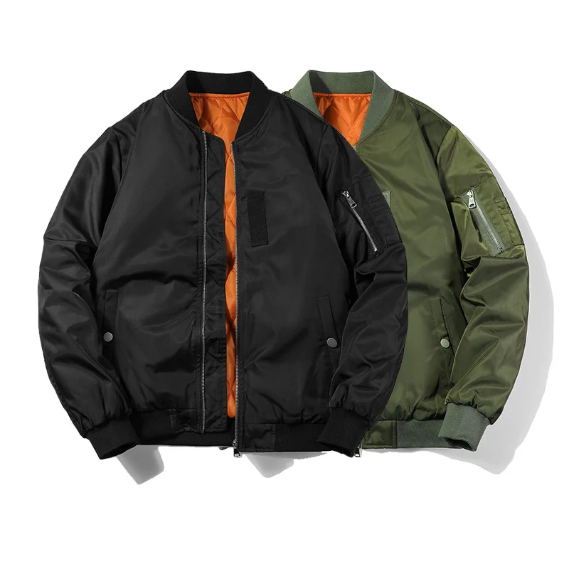 Herren Bomberjacke im Pilotenblouson‑Stil aus Nylon mit wattierter Innenfütterung und Ärmeltasche Drune