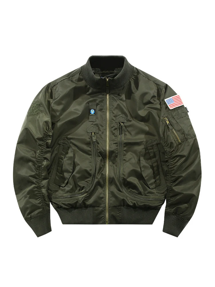 Herren Bomberjacke im Fliegerstil mit taktischen Mehrfachtaschen und Patch-Details Drune