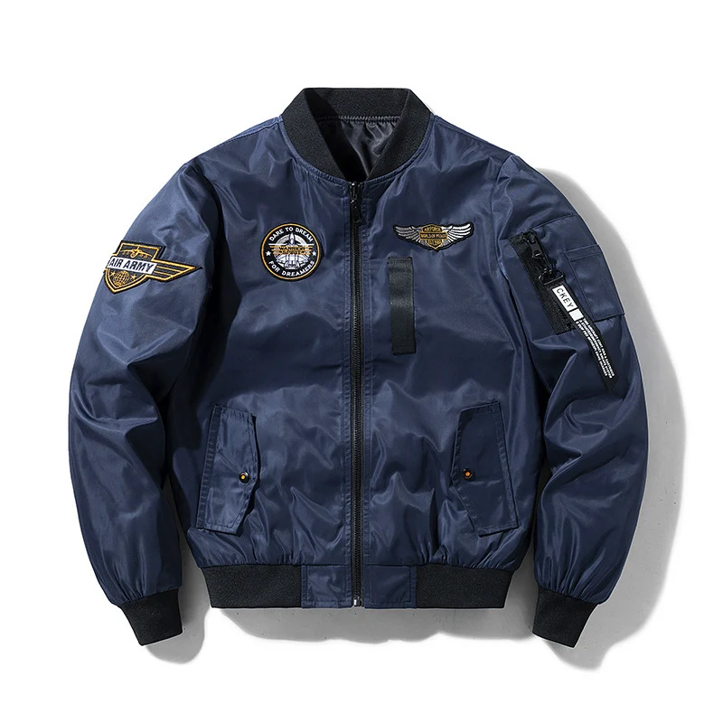 Herren Bomberjacke im Fliegerstil mit Nylon‑Shell, Patch‑Applikationen und Ärmeltasche Drune