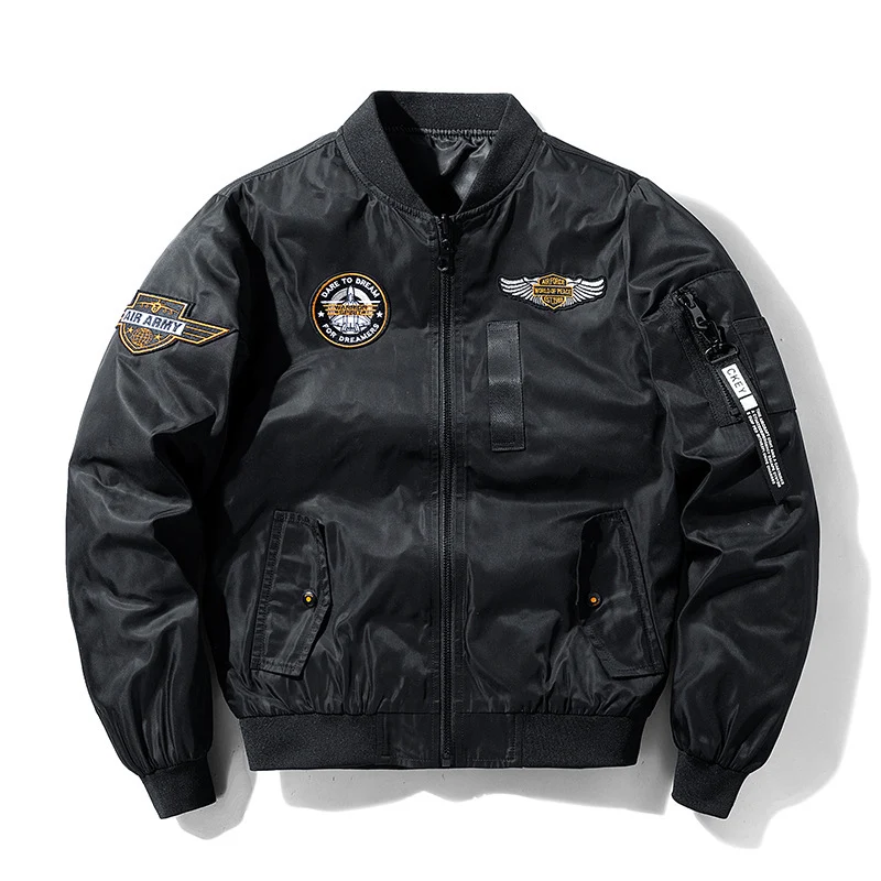 Herren Bomberjacke im Fliegerstil mit Nylon‑Shell, Patch‑Applikationen und Ärmeltasche Drune