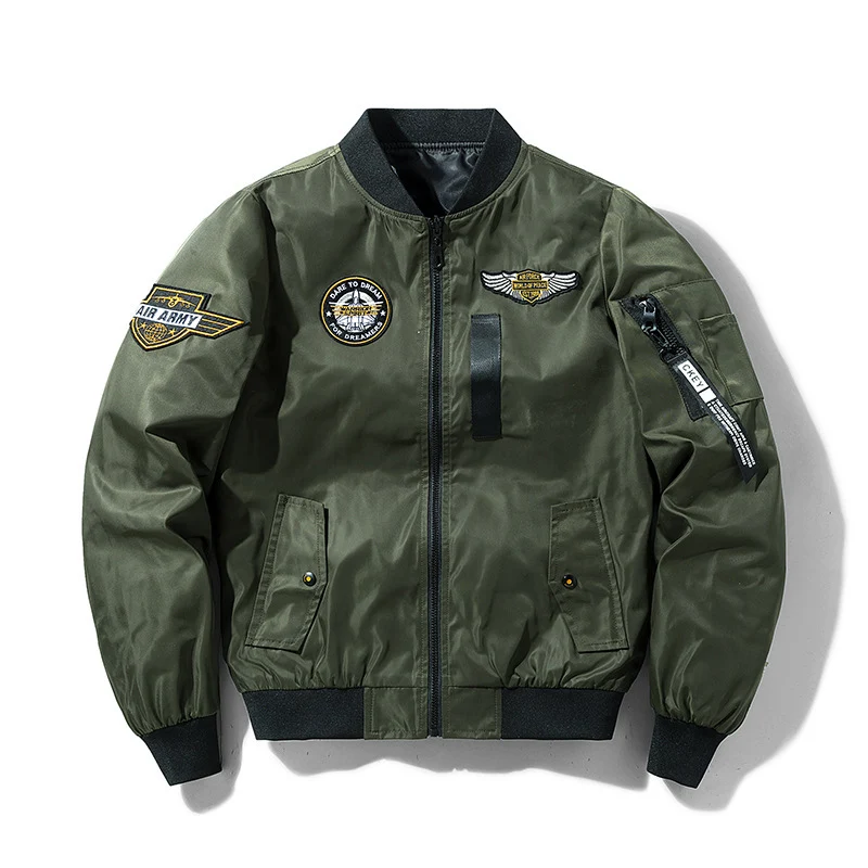 Herren Bomberjacke im Fliegerstil mit Nylon‑Shell, Patch‑Applikationen und Ärmeltasche Drune