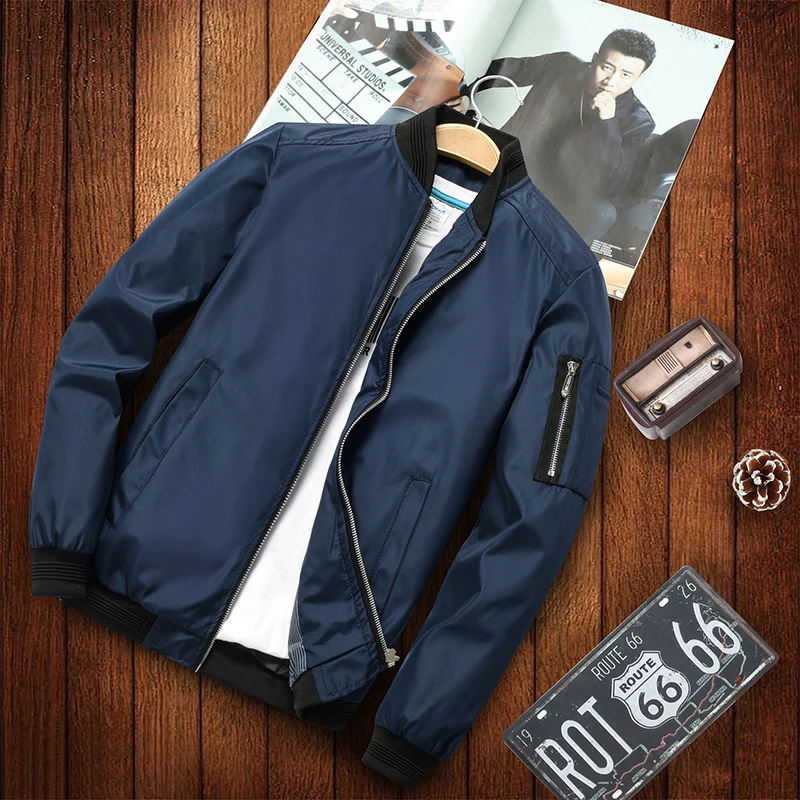 Herren Bomberjacke im Aviator-Microfiber-Look mit Ärmeltasche und gerippten Abschlüssen Drune