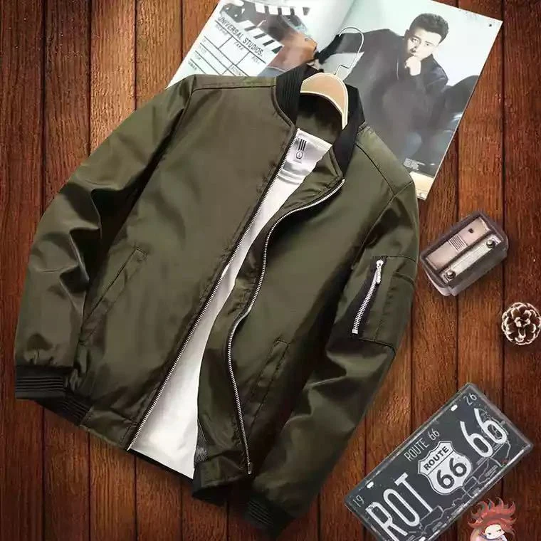 Herren Bomberjacke im Aviator-Microfiber-Look mit Ärmeltasche und gerippten Abschlüssen Drune