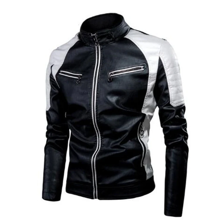 Herren Biker‑Blouson aus Kunstleder mit Racing‑Paneelen, Stepppolsterung und Reißverschluss‑Taschen Drune