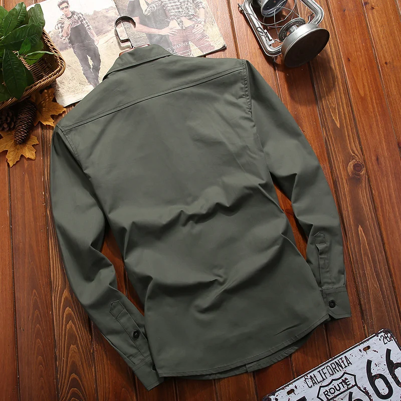 Herren Baumwoll-Utility-Hemdjacke mit Brustpattentaschen und Hemdkragen Drune