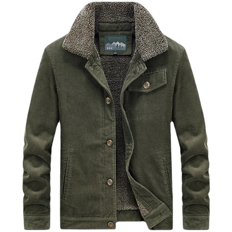 Herren Baumwoll-Cordjacke im Worker-Blouson mit wärmender Sherpa-Innenausstattung Drune