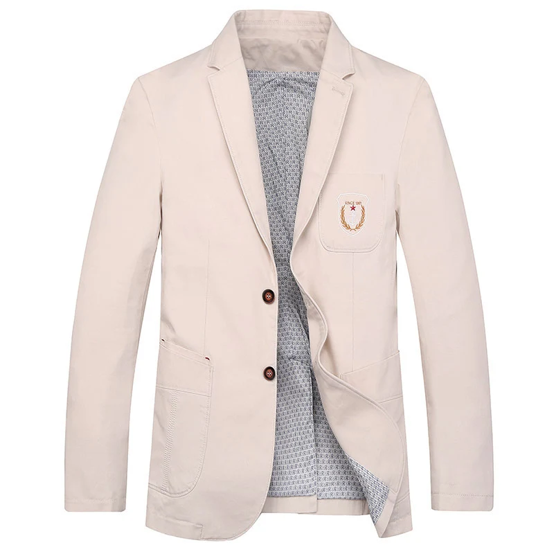 Herren Baumwoll-Blazer im Casual-Worker-Stil mit Brusttasche und Emblem Drune