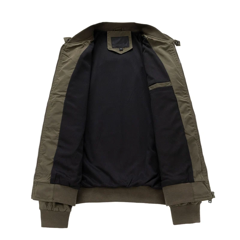 Herren Aviator-inspirierte Windbreaker-Bomberjacke mit Stehkragen und Mesh-Innenfutter Drune