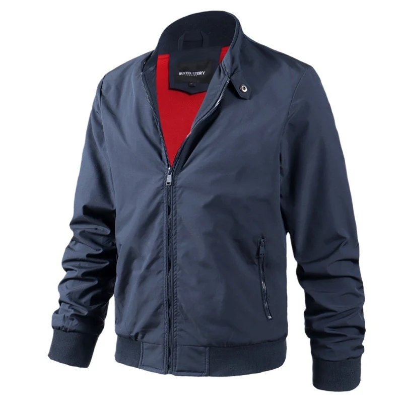 Herren Aviator-inspirierte Windbreaker-Bomberjacke mit Stehkragen und Mesh-Innenfutter Drune