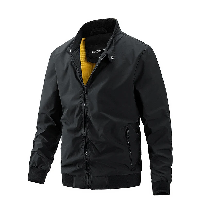 Herren Aviator-inspirierte Windbreaker-Bomberjacke mit Stehkragen und Mesh-Innenfutter Drune