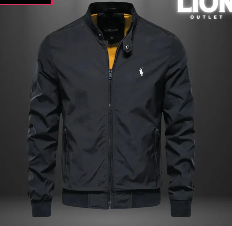 Herren Aviator-inspirierte Windbreaker-Bomberjacke mit Stehkragen und Mesh-Innenfutter Drune