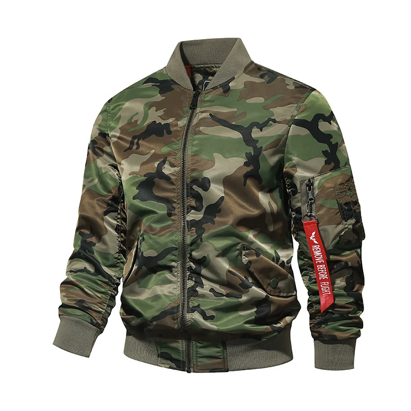 Herren Aviator-Bomberjacke im Military-Utility-Look mit Ärmeltasche und auffälligem Flugbändchen Drune