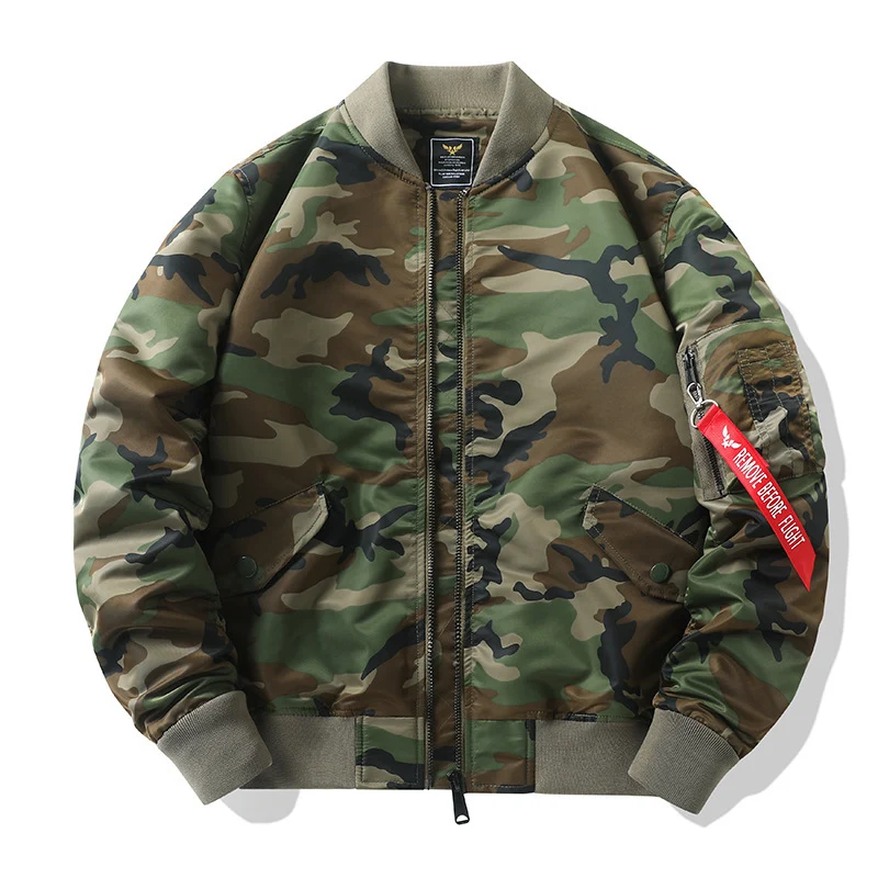 Herren Aviator-Bomberjacke im Military-Utility-Look mit Ärmeltasche und auffälligem Flugbändchen Drune