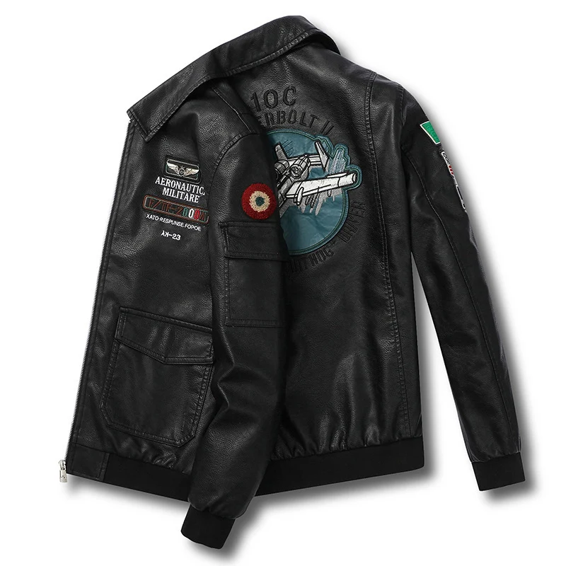 Herren Aviator‑Bomberjacke im Military‑Style mit großem Rückenpatch und Ärmeltasche Drune