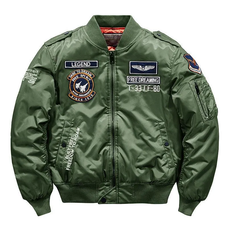 Herren Aviator-Bomberjacke im Military-Look mit gestepptem Thermofutter und Schulterpatches Drune