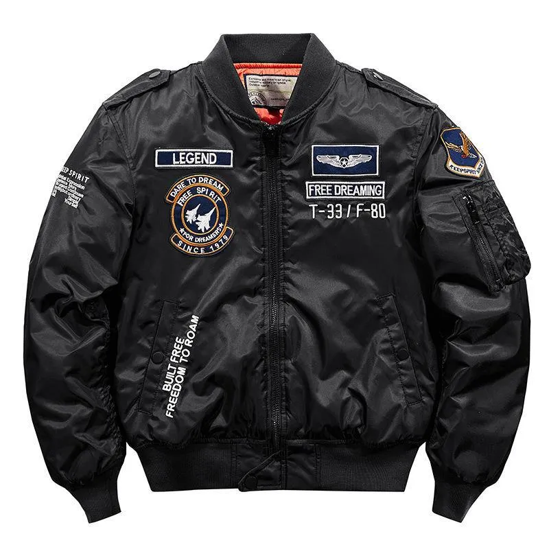 Herren Aviator-Bomberjacke im Military-Look mit gestepptem Thermofutter und Schulterpatches Drune