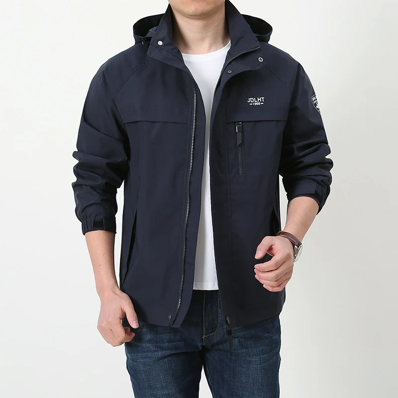 Herren Atmungsaktive Übergangs-Softshelljacke im Field‑Stil mit verdeckter Kapuze und Reißverschluss‑Brusttasche Drune