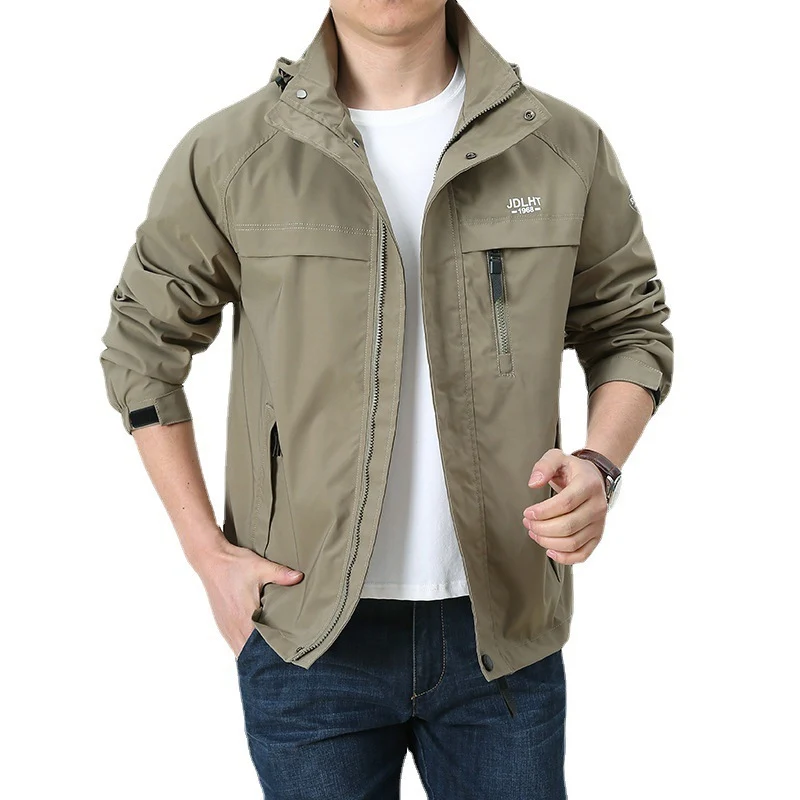 Herren Atmungsaktive Übergangs-Softshelljacke im Field‑Stil mit verdeckter Kapuze und Reißverschluss‑Brusttasche Drune