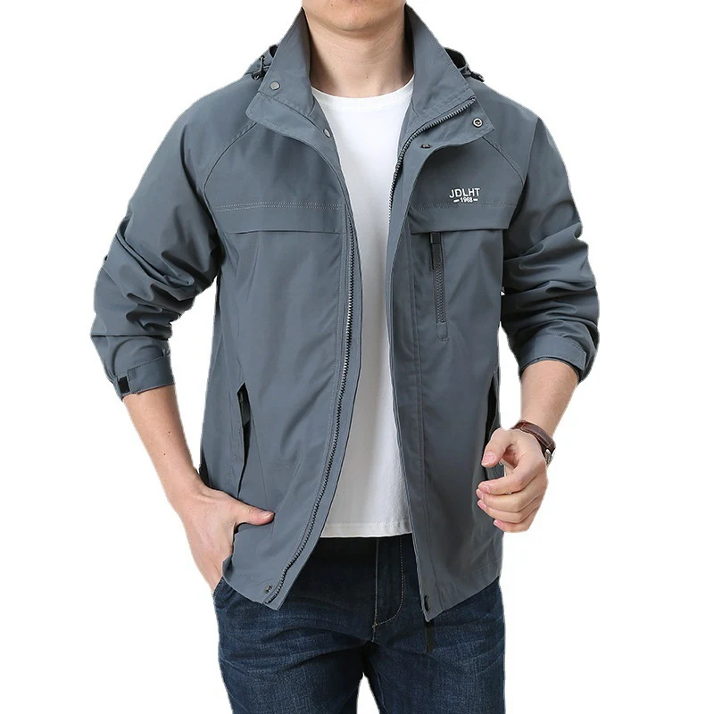 Herren Atmungsaktive Übergangs-Softshelljacke im Field‑Stil mit verdeckter Kapuze und Reißverschluss‑Brusttasche Drune