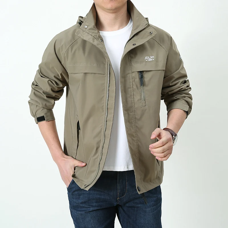 Herren Atmungsaktive Übergangs-Softshelljacke im Field‑Stil mit verdeckter Kapuze und Reißverschluss‑Brusttasche Drune