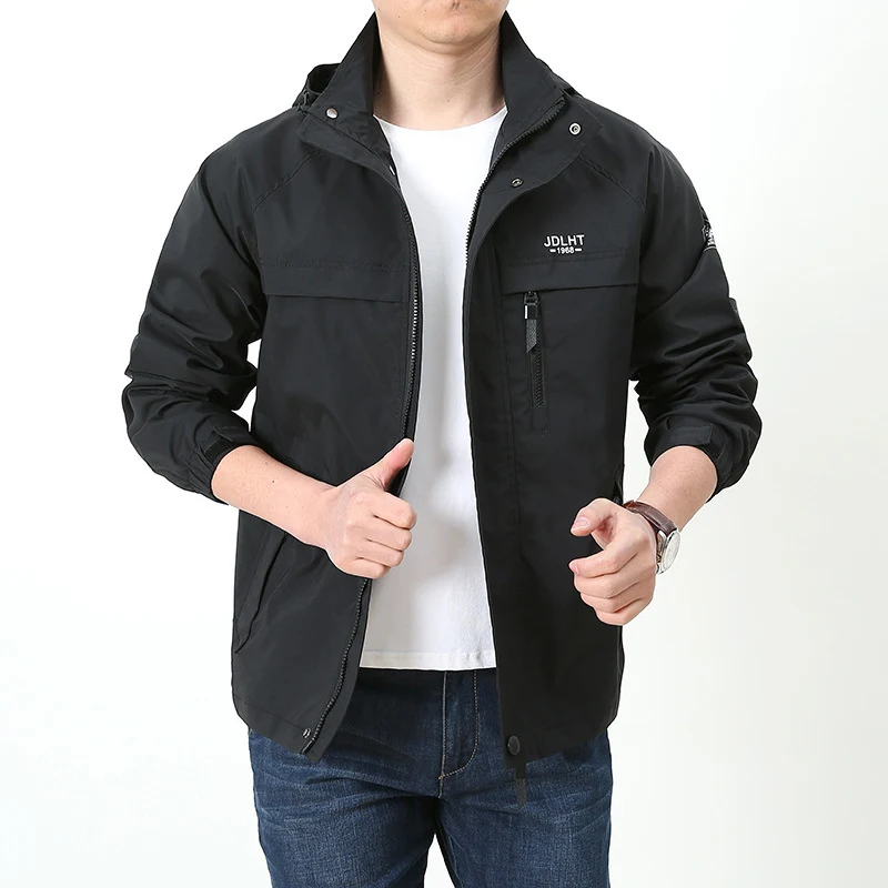 Herren Atmungsaktive Übergangs-Softshelljacke im Field‑Stil mit verdeckter Kapuze und Reißverschluss‑Brusttasche Drune