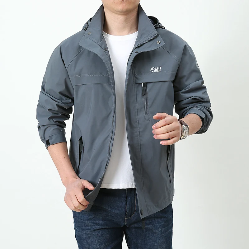 Herren Atmungsaktive Übergangs-Softshelljacke im Field‑Stil mit verdeckter Kapuze und Reißverschluss‑Brusttasche Drune