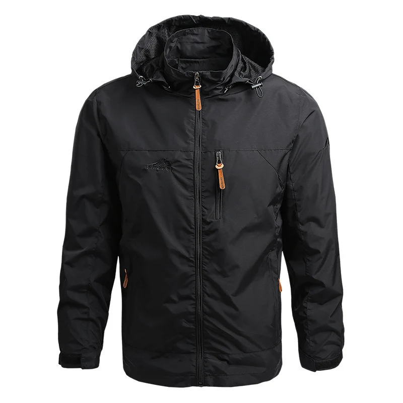 Herren atmungsaktive Softshell‑Trekkingjacke mit Kapuze und Brustreißverschlusstasche Drune
