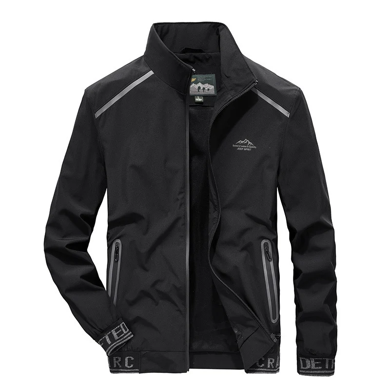 Herren Atmungsaktive Softshell Outdoorjacke mit Reflexdetails, Reißverschlusstaschen und Stehkragen Drune