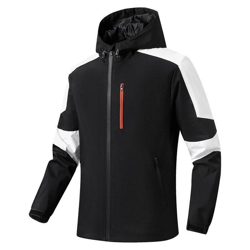 Herren Atmungsaktive Softshell‑Hardshell‑Hybridjacke mit Kapuze und wasserdichten Reißverschlusstaschen Drune