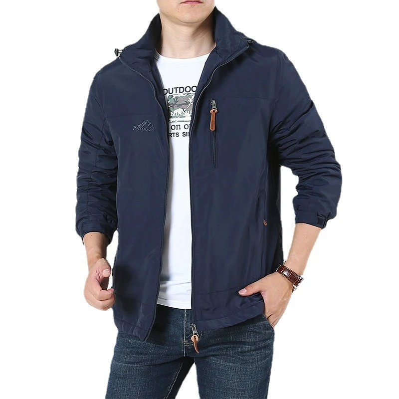 Herren Atmungsaktive Minimalistische Softshell‑Fieldjacke mit Stehkragen und Brustzip Drune